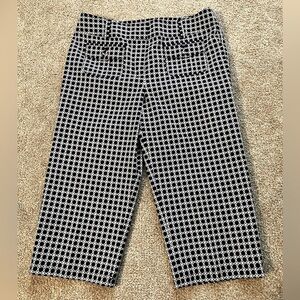 Ann Taylor Margo Black White Cotton Blend Polka Dot Dress Capri Slacks 8